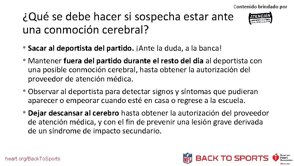 Contenido brindado por ¿Qué se debe hacer si sospecha estar ante una conmoción cerebral?