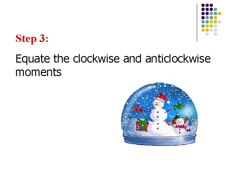 Step 3: Equate the clockwise and anticlockwise moments 