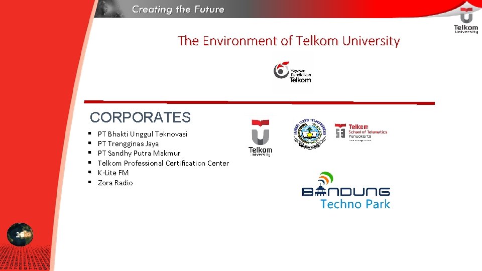  The Environment of Telkom University CORPORATES § § § 16 PT Bhakti Unggul