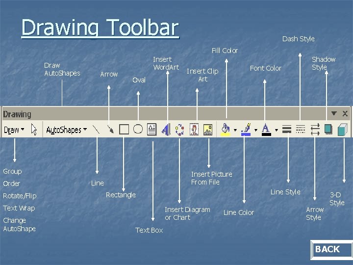 Drawing Toolbar Dash Style Fill Color Draw Auto. Shapes Arrow Insert Word. Art Oval