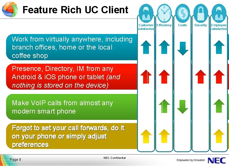 Feature Rich UC Client Customer Efficiency Satisfaction Work from virtually anywhere, including branch offices,