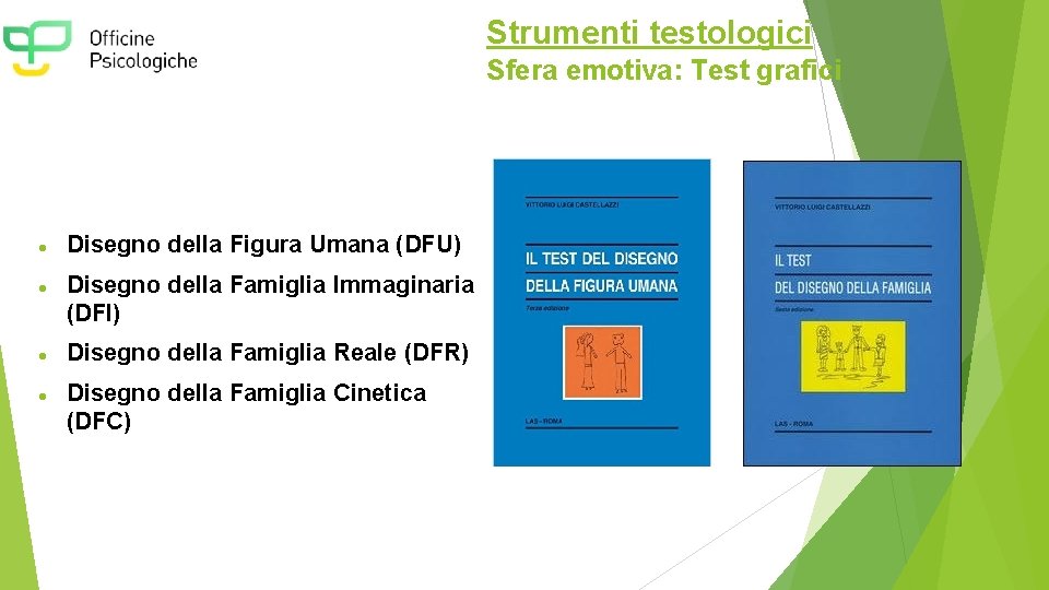 Strumenti testologici Sfera emotiva: Test grafici Disegno della Figura Umana (DFU) Disegno della Famiglia