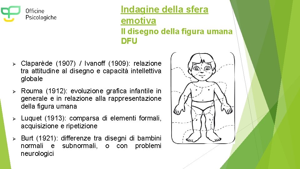 Indagine della sfera emotiva Il disegno della figura umana DFU Ø Ø Claparède (1907)