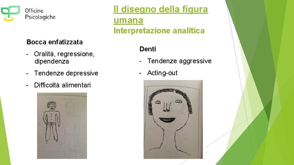 Il disegno della figura umana Interpretazione analitica Bocca enfatizzata - Oralità, regressione, dipendenza -