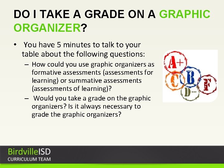 DO I TAKE A GRADE ON A GRAPHIC ORGANIZER? • You have 5 minutes