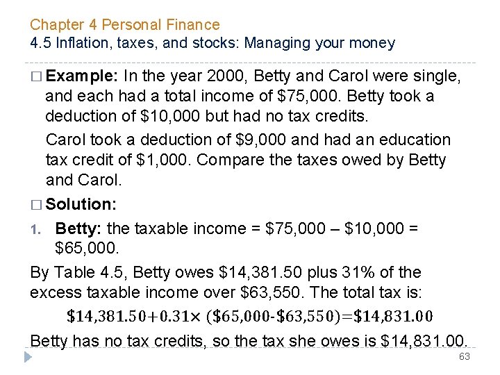Chapter 4 Personal Finance 4. 5 Inflation, taxes, and stocks: Managing your money �