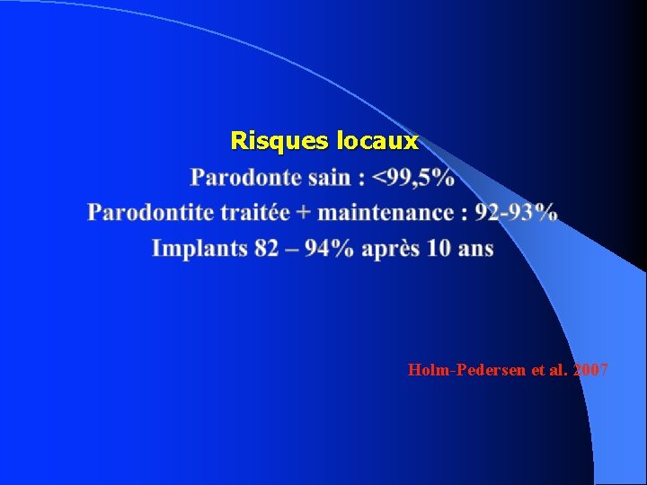 Risques locaux Holm-Pedersen et al. 2007 