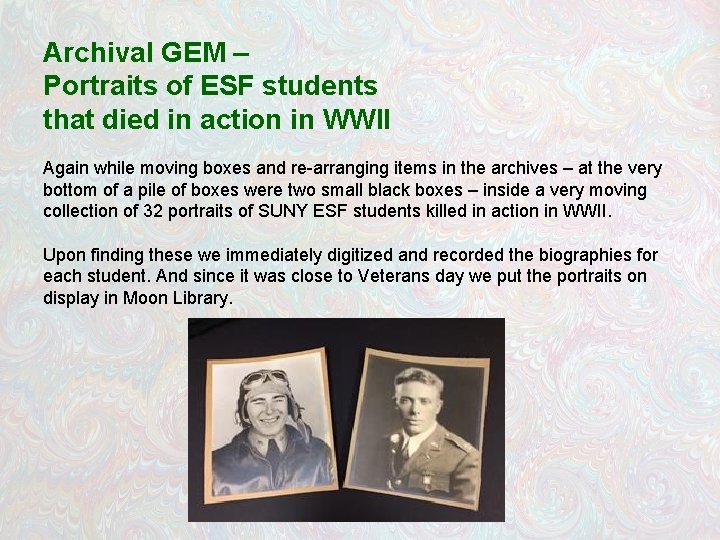 Archival GEM – Portraits of ESF students that died in action in WWII Again