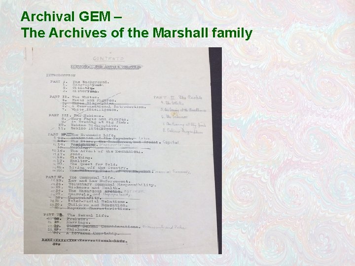 Archival GEM – The Archives of the Marshall family 