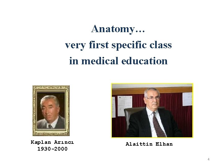 Anatomy… very first specific class in medical education Kaplan Arıncı 1930 -2000 Alaittin Elhan