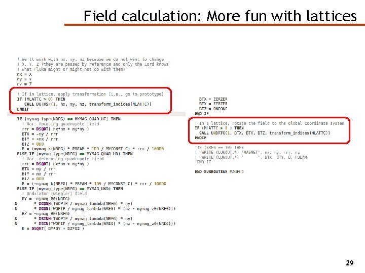 Field calculation: More fun with lattices 29 