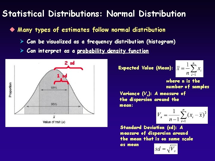 Statistical Distributions: Normal Distribution u Many types of estimates follow normal distribution Ø Can