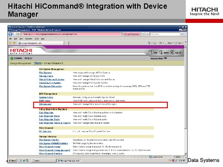 Hitachi Hi. Command® Integration with Device Manager 43 