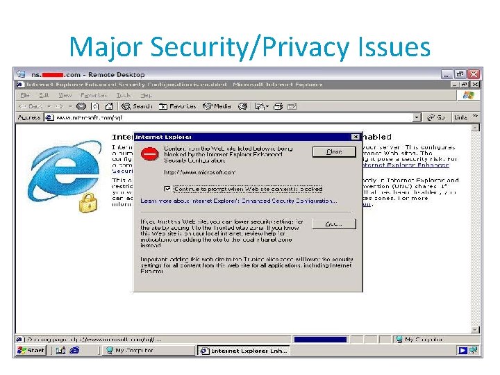 Major Security/Privacy Issues 