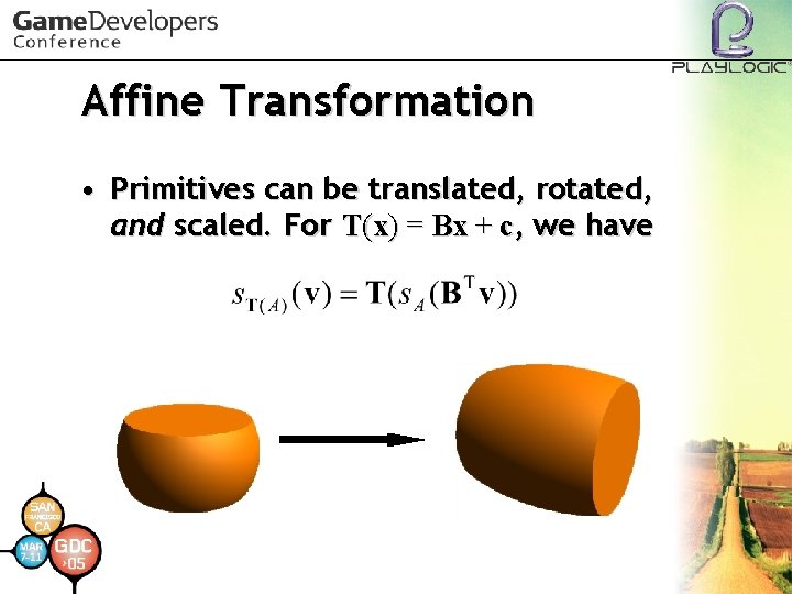 Affine Transformation • Primitives can be translated, rotated, and scaled. For T(x) = Bx