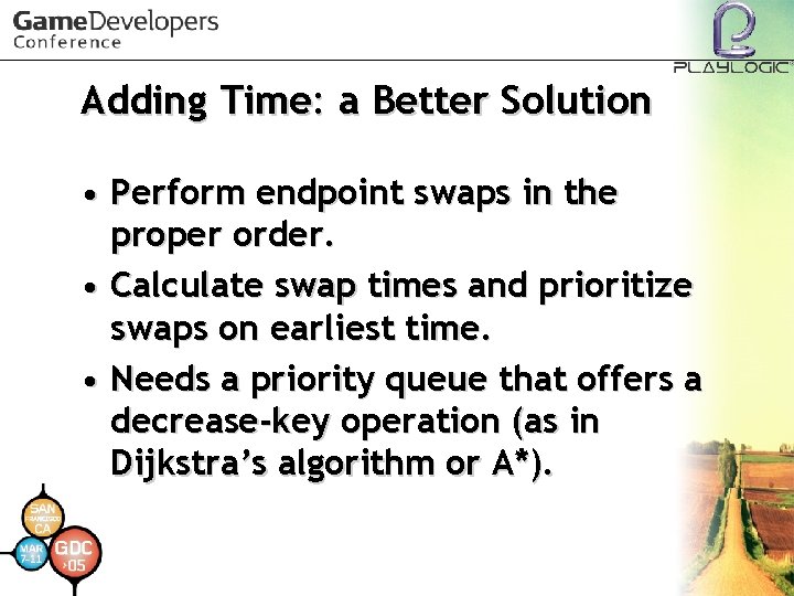 Adding Time: a Better Solution • Perform endpoint swaps in the proper order. •