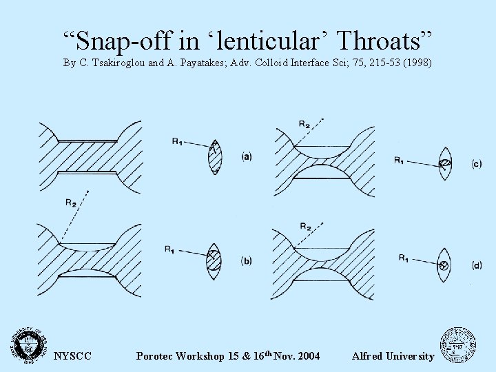 “Snap-off in ‘lenticular’ Throats” By C. Tsakiroglou and A. Payatakes; Adv. Colloid Interface Sci;