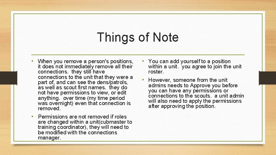 Things of Note • When you remove a person's positions, it does not immediately