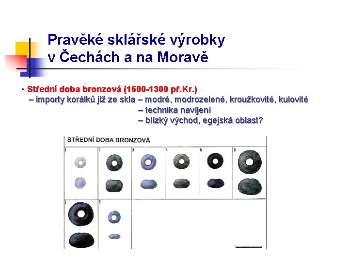 Pravěké sklářské výrobky v Čechách a na Moravě • Střední doba bronzová (1600 -1300