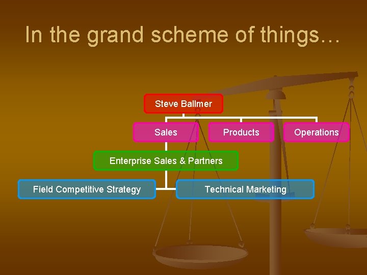 In the grand scheme of things… Steve Ballmer Sales Products Enterprise Sales & Partners
