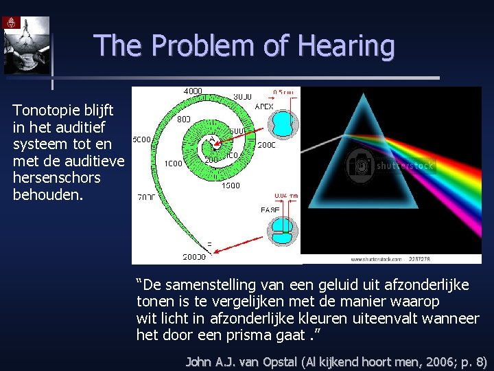 The Problem of Hearing Tonotopie blijft in het auditief systeem tot en met de