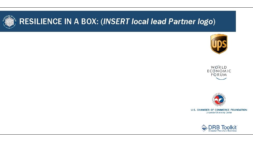 RESILIENCE IN A BOX: (INSERT local lead Partner logo) 