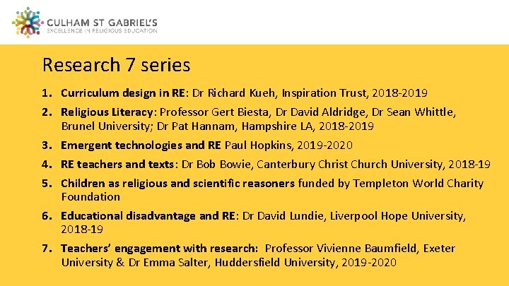 Research 7 series 1. Curriculum design in RE: Dr Richard Kueh, Inspiration Trust, 2018