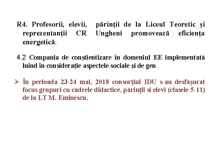R 4. Profesorii, elevii, reprezentanții CR energetică. părinții de la Liceul Teoretic și Ungheni