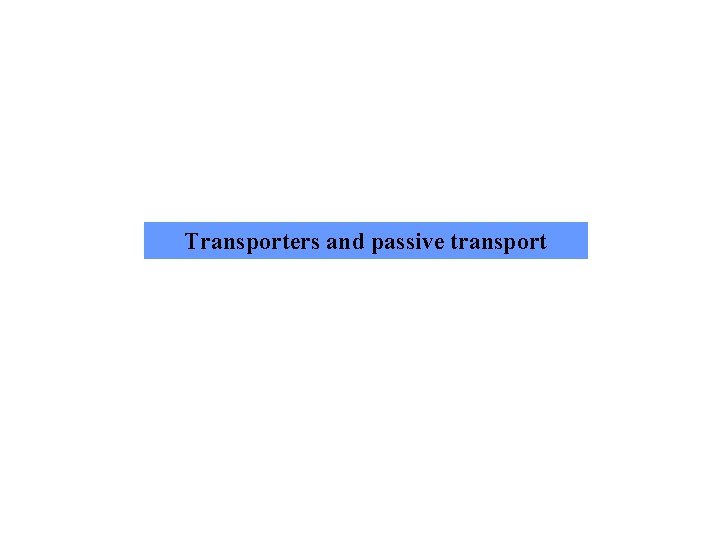 Transporters and passive transport Transporters and passive transport