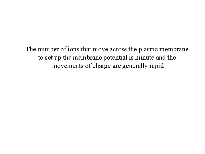 The number of ions that move across the plasma membrane to set up the The number of ions that move across the plasma membrane to set up the