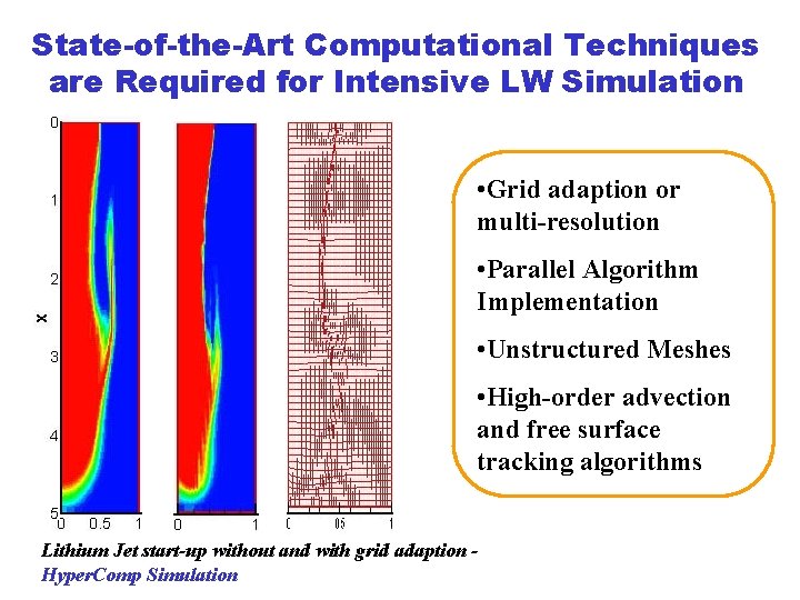 State-of-the-Art Computational Techniques are Required for Intensive LW Simulation • Grid adaption or multi-resolution