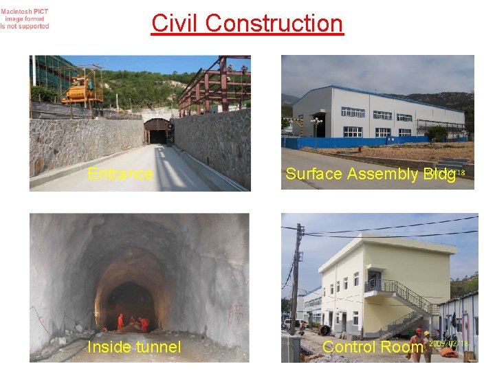 Civil Construction Entrance Inside tunnel Surface Assembly Bldg Control Room 