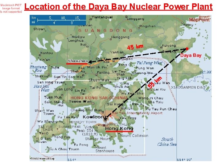Location of the Daya Bay Nuclear Power Plant 45 km 55 km 