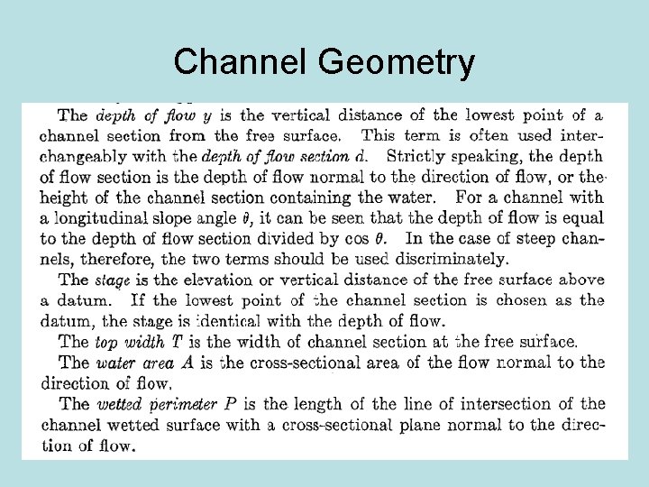 Channel Geometry 