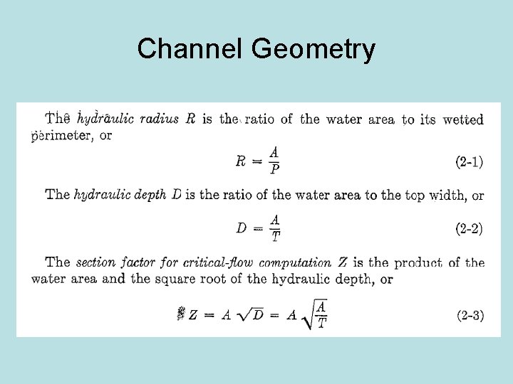 Channel Geometry 