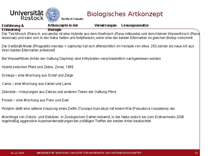 Biologisches Artkonzepte in der Verwirrungen Lösungsansätze Einführung & Biologie Erinnerung Der Teichfrosch (Rana kl.