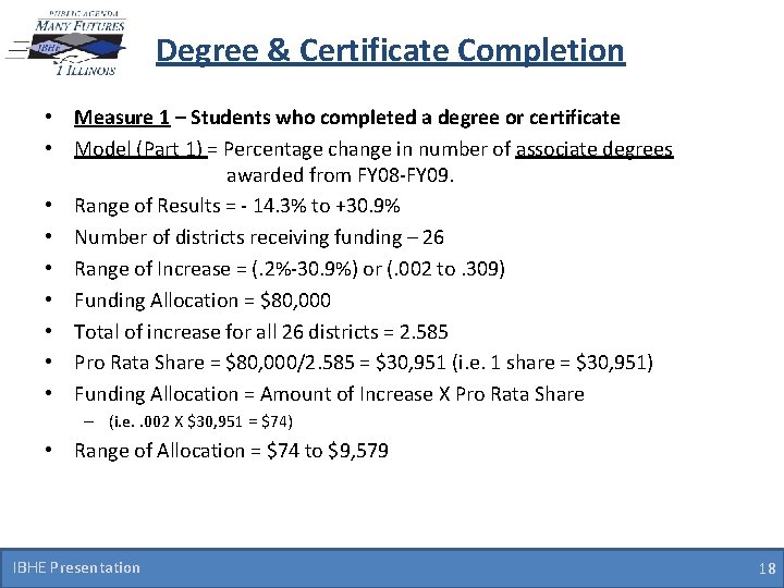 Degree & Certificate Completion • Measure 1 – Students who completed a degree or