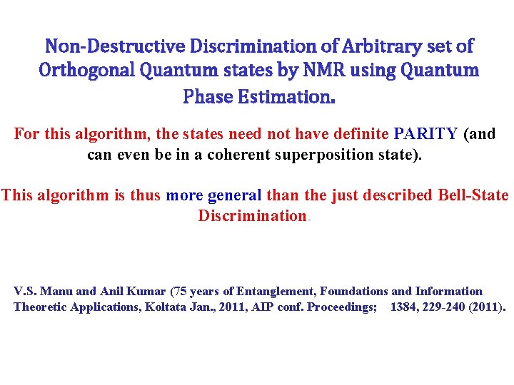 Non-Destructive Discrimination of Arbitrary set of Orthogonal Quantum states by NMR using Quantum Phase