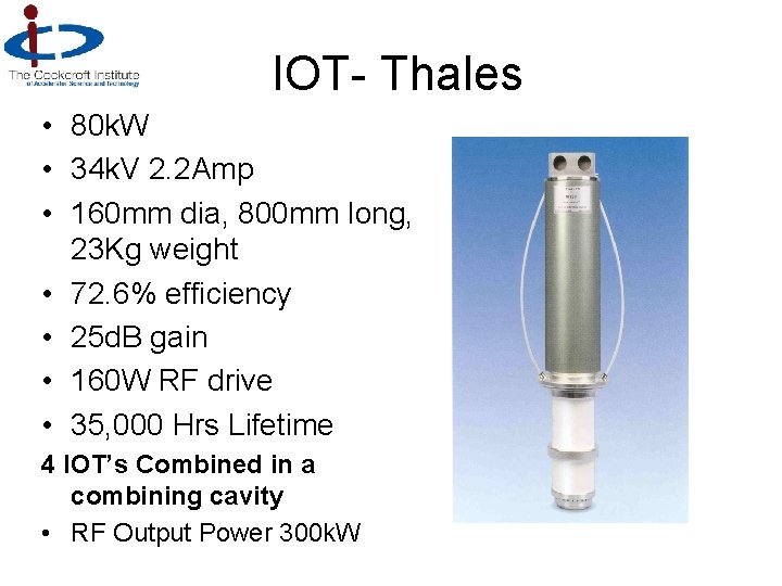 IOT- Thales • 80 k. W • 34 k. V 2. 2 Amp •