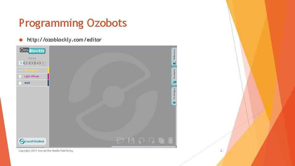 Programming Ozobots http: //ozoblockly. com/editor Copyright 2015 Interactive Media Publishing 2 