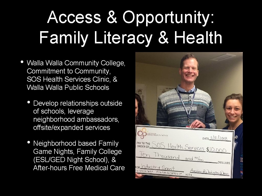 Access & Opportunity: Family Literacy & Health • Walla Community College, Commitment to Community,