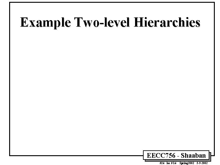 Example Two-level Hierarchies EECC 756 - Shaaban #24 lec # 14 Spring 2002 5