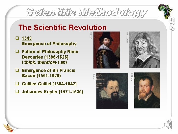 The Scientific Revolution Descartes Bacon q 1543 Emergence of Philosophy q Father of Philosophy The Scientific Revolution Descartes Bacon q 1543 Emergence of Philosophy q Father of Philosophy