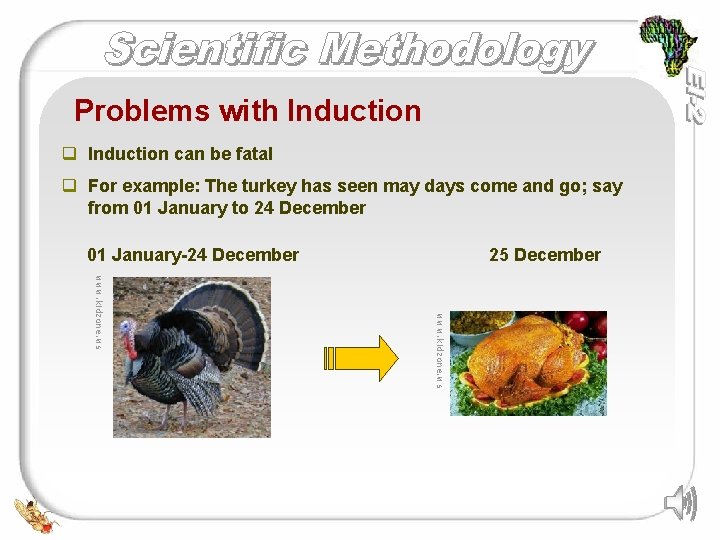 Problems with Induction q Induction can be fatal q For example: The turkey has