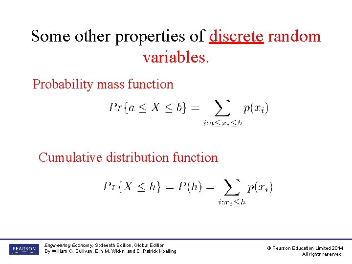 Some other properties of discrete random variables. Probability mass function Cumulative distribution function Engineering Some other properties of discrete random variables. Probability mass function Cumulative distribution function Engineering