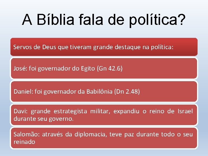 A Bíblia fala de política? Servos de Deus que tiveram grande destaque na política: