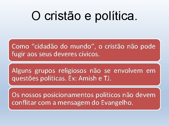 O cristão e política. Como “cidadão do mundo”, o cristão não pode fugir aos