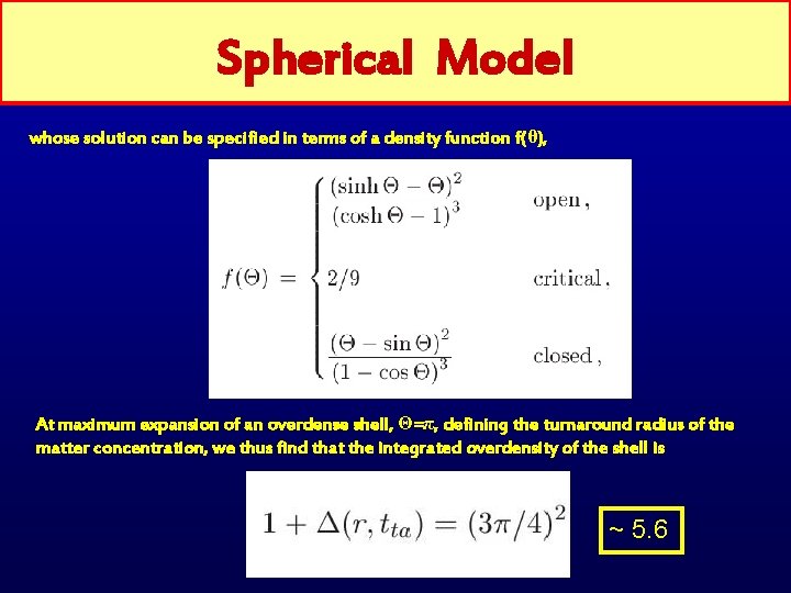 Spherical Model whose solution can be specified in terms of a density function f(θ),