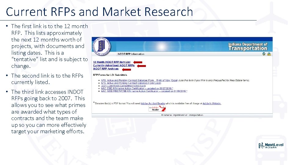 Current RFPs and Market Research • The first link is to the 12 month