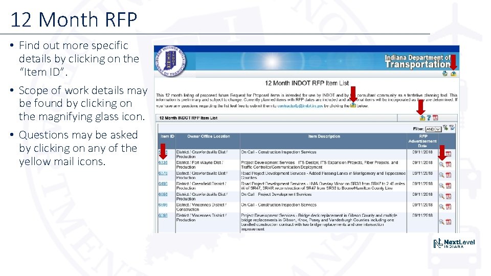 12 Month RFP • Find out more specific details by clicking on the “Item